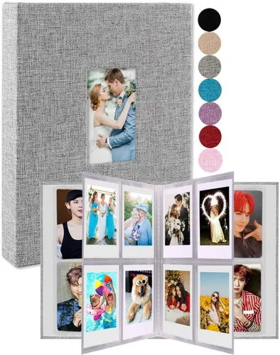 Miniatura 11 de GPIRAL Mini Álbum de Fotos 208 Fotos Verticales - Álbum de Fotos de Lino 2x3 Compatible con Tarjetas Fotográficas K-pop, Fujifilm Instax Mini Film