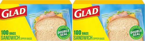 Miniatura 9 de Glad Bolsas de sándwich con cremallera para almacenamiento de alimentos, 100 unidades (el embalaje puede variar)