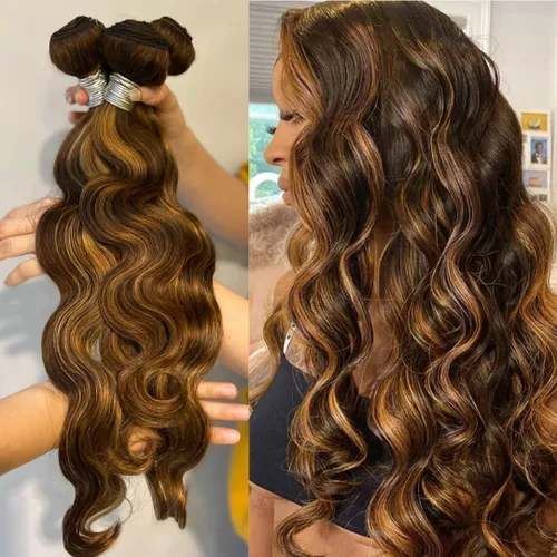 Miniatura 24 de ALHER Long Deep Part 2x6 Closure Body Wave Honey Blonde Highlight, Ombre Brown and Blond 2x6 Kim K Transparent HD Lace Closure Pre Plucked With Baby