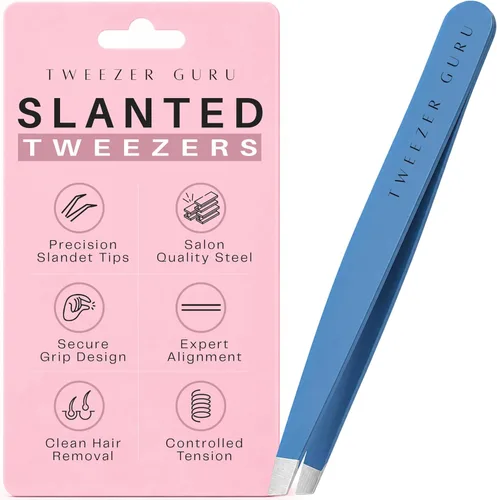 Miniatura 16 de Tweezer Guru Pinzas para el vello facial de mujeres y hombres, pinzas de precisión para cejas inclinadas para cabello encarnado, eliminación