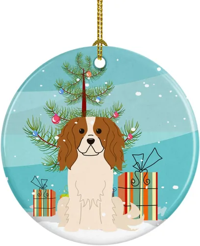 Miniatura 36 de Caroline's Treasures Adorno de cerámica para árbol de Navidad, Laika Spitz de Siberia Occidental, decoración colgante para árbol de Navidad