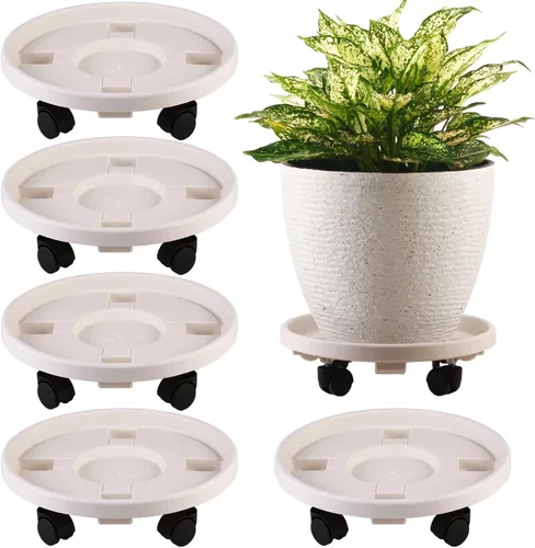 Miniatura 13 de Paquete de 3 organizadores grandes para plantas con ruedas de 13 pulgadas, soportes rodantes para plantas de plástico resistente, base rodante