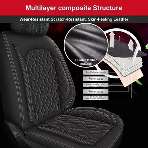 Miniatura 6 de DISUTOGO Fundas de asiento para Toyota 4Runner 2003-2024 2025: juego completo de fundas de asiento de automóvil impermeables de piel sintética
