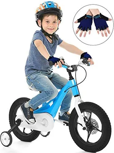 Miniatura 5 de 3 pares de guantes de medio dedo para niños guantes de deporte antideslizantes guantes de gel para niños ciclismo ciclismo