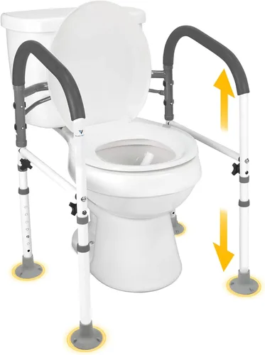 Miniatura 9 de Vaunn Medical Marco de Seguridad Deluxe Ajustable y Plegable para Inodoro, Barra de Agarre y Apoyo para Manos en el Baño