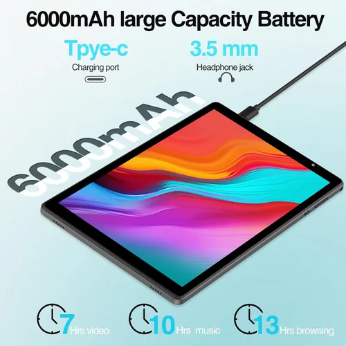Miniatura 5 de Tablet de 10 Pulgadas Android 14 Tablet PC, Tabletas con 32GB ROM 512GB Expandible, Procesador Quad Core, WiFi 6, Pantalla IPS HD de 10.1'', Batería