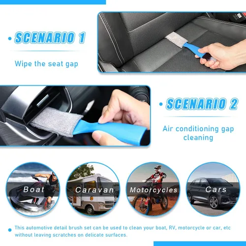 Miniatura 6 de Ziciner 2 cepillos de doble cabezal para limpieza de coche, cepillos suaves para detalles de plumero interior de automóvil, pantalla universal