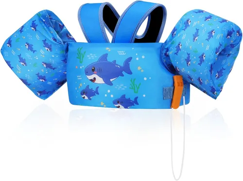 Miniatura 12 de Moko Banda de natación para niños de 20-30-50 libras, bonito chaleco de natación de dibujos animados para niños pequeños, flotadores de piscina