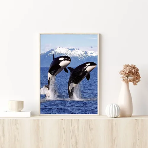 Miniatura 2 de DVWIVGY Pintura con diamantes, ballena asesina, orca, azul, océano, animales, pintura de diamantes por números, arte de gemas para decoración