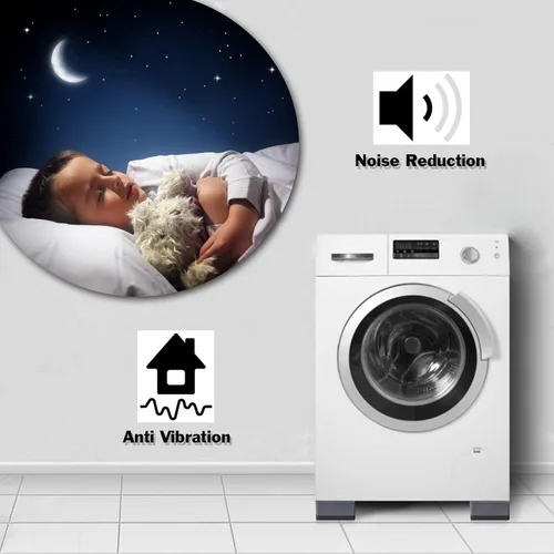 Miniatura 3 de Almohadillas antivibración, almohadillas para los pies de la lavadora, alfombrilla antideslizante con cancelación de golpes y ruido para lavadora