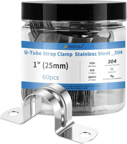 Miniatura 17 de 24 Piezas Abrazaderas de Conducto de Acero Inoxidable 304 de 1 1/4 Pulgadas (32mm), Abrazadera de Correa de Tubo en U de 2 Agujeros Soporte en U