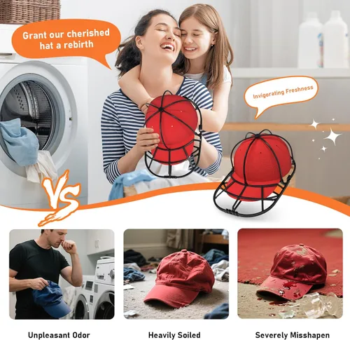 Miniatura 5 de XQXA Jaula de lavado de sombreros para gorras de béisbol, limpiador de sombreros para lavadora y lavavajillas, se adapta a gorras de adultos