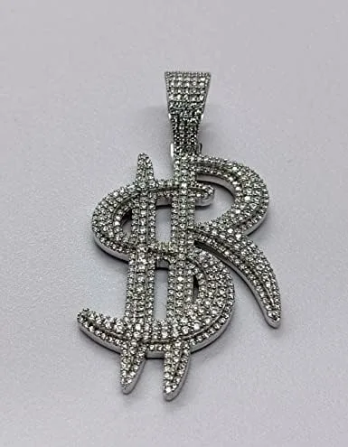 Miniatura 5 de DTJEWELS1.50 CT - Juego de diamantes de corte redondo para hombre, personalizable con letra $R, plata de ley 925 auténtica para el día del padre