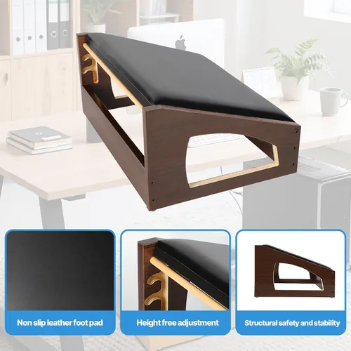 Miniatura 7 de Reposapiés ergonómico, 4 alturas ajustables, reposapiés debajo del escritorio, almohadillas suaves, reposapiés para oficina, mejora la postura