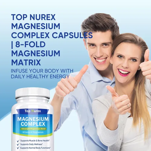 Miniatura 5 de Complejo de magnesio Top Nurex 1000 mg, mezcla de magnesio de 8 fuentes con glicinato, citrato, malato y taurato, fórmula vegana sin OMG, 90 cápsulas