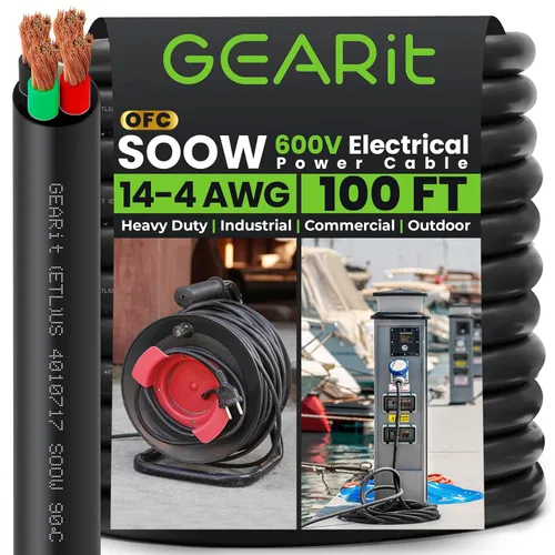 Miniatura 21 de GEARit Cable de alimentación portátil 6/3 6 AWG (100 pies - 3 conductores) SOOW 600V Cable eléctrico de calibre 6 para derivaciones de motor, luces