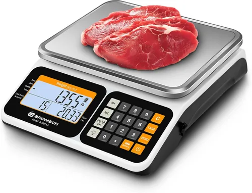 Miniatura 11 de Báscula digital de cocina comercial de 66 libras con cálculo de precios, báscula recargable de acero inoxidable para carne, productos, frutas