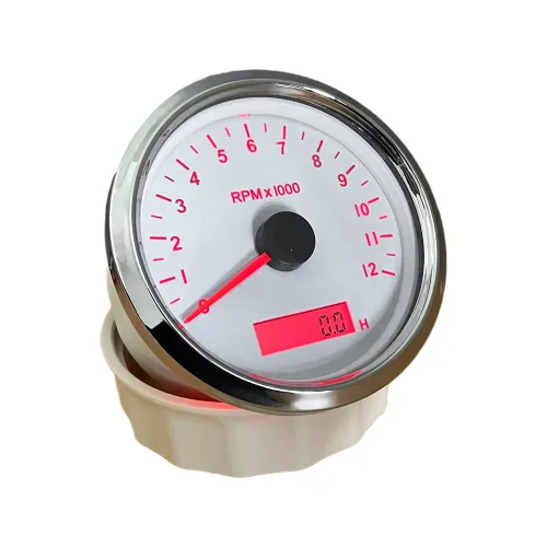 Miniatura 2 de ELING Medidor universal de tacómetro RPM con medidor de horas ajustable digital LED y alarma RPM 12000RPM 3.346 in con retroiluminación Blanco