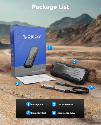 Miniatura 7 de ORICO SSD externo de 512 GB de hasta 2000 MB/s, protección adicional de interfaz, impermeable y a prueba de polvo, unidades de estado sólido