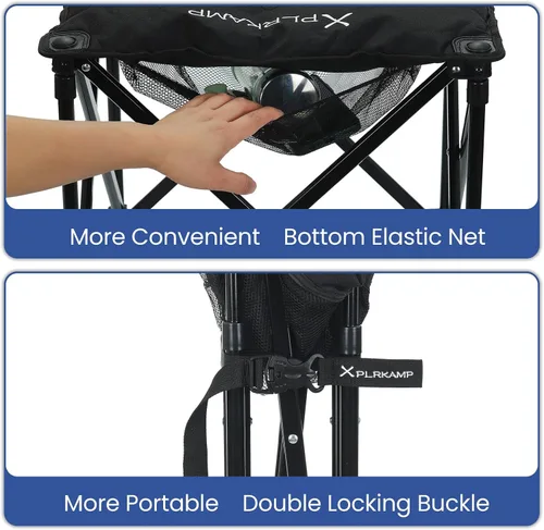 Miniatura 4 de Taburete acolchado para campamento, reposapiés de gran tamaño de 18 pulgadas, silla de campamento plegable para exteriores, silla otomana portátil
