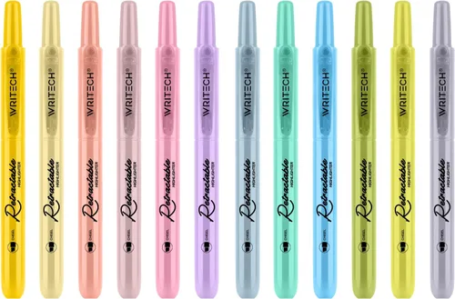 Writech - Resaltadores retráctiles para la Biblia en colores surtidos: colores pastel sin goteos, marcador estético con punta de cincel, paquete de