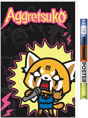 Miniatura 13 de Trends International Aggretsuko Rock Out - Póster de pared, 22.4 pulgadas de largo x 14.7 pulgadas, versión enmarcada en madera de granero