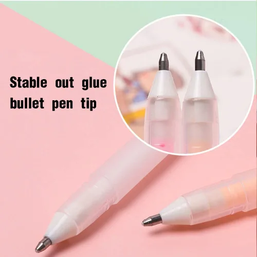Miniatura 4 de Juego de bolígrafos de pegamento de secado rápido, adhesivo de gel de resina, 6 colores, papelería hecha a mano, manualidades, estampado de papel