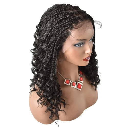 Miniatura 4 de Pelucas trenzadas para mujeres negras, 14 pulgadas, encaje HD suave de 4 3/4 x 12 1/2 pulgadas, peluca trenzada frontal sin nudos, pelucas cortas