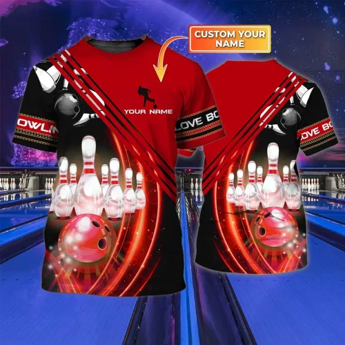 Miniatura 2 de Camisa de bolos americana personalizada con nombre personalizado, camisas de boliche, regalo de boliche, camisa impresa en 3D para hombres y mujeres