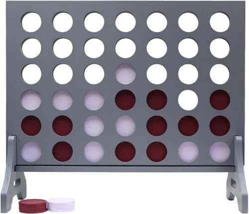 Miniatura 10 de Juego gigante 4 en una fila para familia y adultos – Tailgating Pros Jumbo de madera gris cuatro en una fila juego de patio para interiores