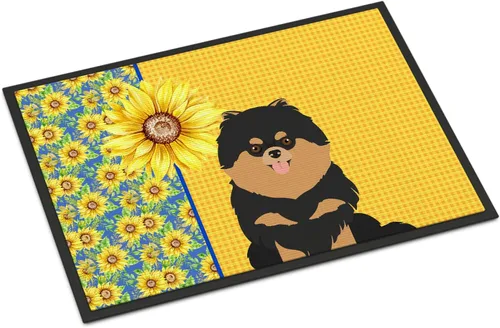 Miniatura 269 de Caroline's Treasures WDK5313MAT Airedale Terrier - Tapete para puerta delantera de 18 x 27 pulgadas, diseño de girasoles de verano, para entrada