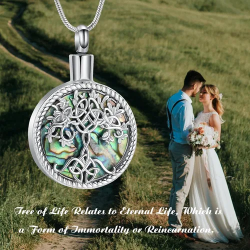 Miniatura 7 de Hearbeingt Collares de urna de lágrima para cenizas, medallón conmemorativo de cenizas del árbol de la vida, joyería de cremación, colgante