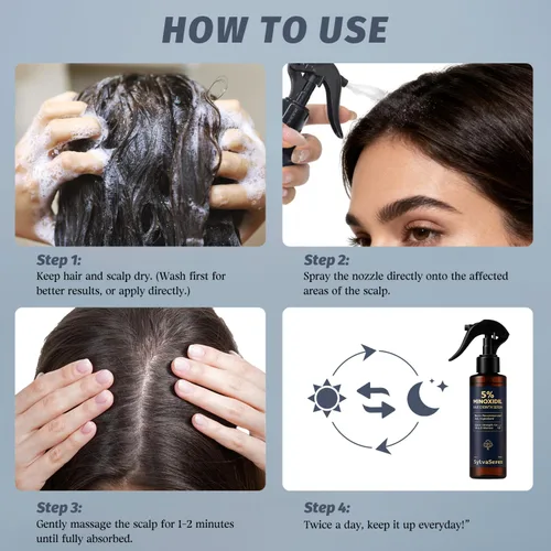 Miniatura 7 de Spray de minoxidil al 5% para el crecimiento del cabello, hombres y mujeres, tratamiento para adelgazamiento y retroceso de la línea del cabello