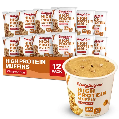 Miniatura 9 de Bootylicious Muffin alto en proteínas 0.88 oz de proteína, 0.7 onzas de carbohidratos netos, taza de 2.32-2.75 onzas, paquete de 12