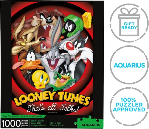 Miniatura 7 de AQUARIUS Looney Tunes - Rompecabezas de 1000 piezas, Thats All Folks Warner Bros, rompecabezas de dibujos animados de 20 x 28 pulgadas, regalo
