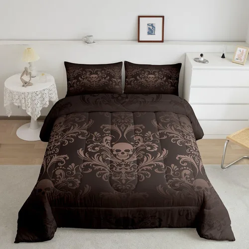 Miniatura 30 de Erosebridal - Juego de ropa de cama damascada negra para adultos, conjunto de edredón victoriano antiguo estilo barroco, tamaño queen, edredón Multi