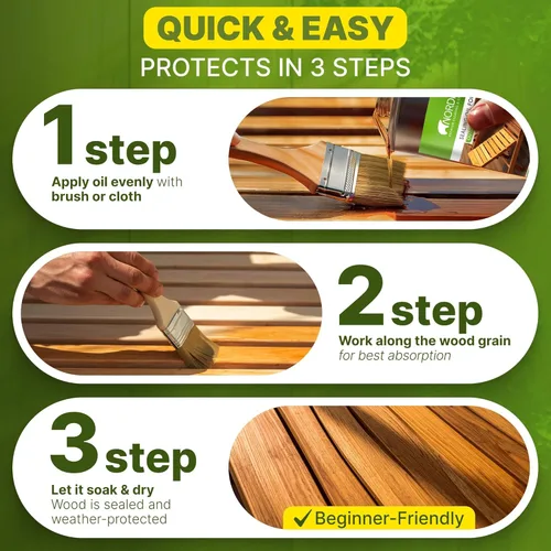 Miniatura 3 de Nordicare Aceite de teca para muebles de exterior, 16.9 onzas – Aceite de madera de exterior y sellador para teca, acacia, roble y más, ayuda a