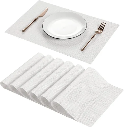 Miniatura 19 de AHHFSMEI Manteles individuales para mesa de comedor, juego de 4, manteles individuales de vinilo tejido de plástico, antideslizantes, aislamiento