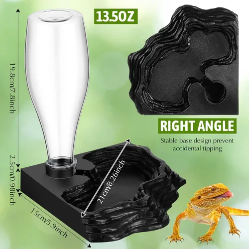 Miniatura 2 de Mumufy Comedero de agua para reptiles, paquete de 2, dispensador automático de agua, 13.5 onzas, para dragón barbudo, terrario, tortuga, geckos, rana