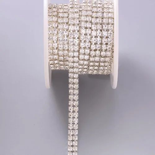 Miniatura 2 de Jerler Cadena de cierre de diamantes de imitación de 2 filas y 2 yardas para manualidades, bodas y decoraciones de ropa