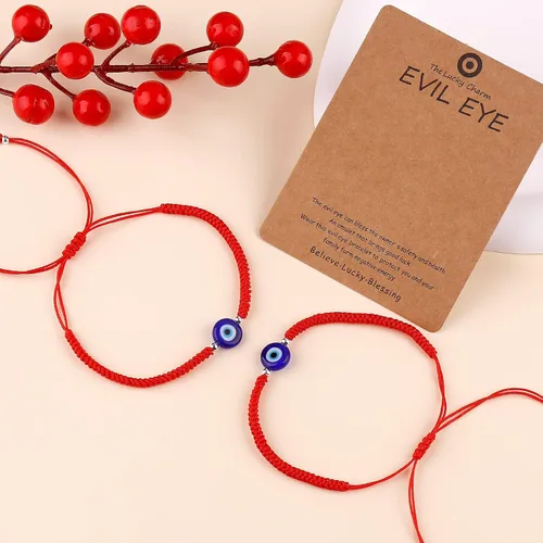 Miniatura 17 de Paquete de 2 pulseras hechas a mano con cuerda roja contra el mal de ojo, pulsera de joyería de ojo azul para mujeres, hombres, adolescentes