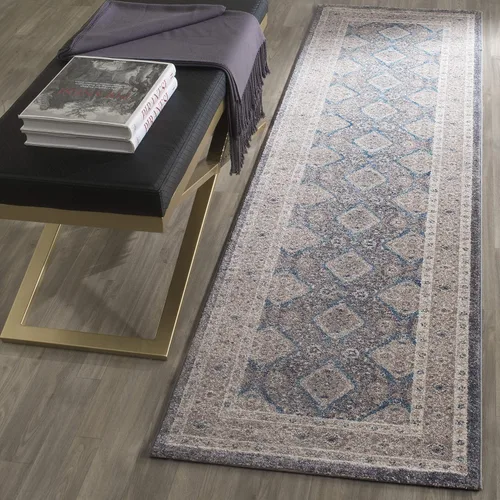 SAFAVIEH Sofia Collection - Tapete para pasillo, 2.2 x 10 pies, gris claro y beige, diseño vintage oriental, envejecido, no desprende pelusa y de