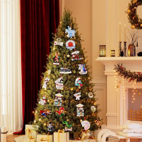 Miniatura 4 de DPDP Adornos de Navidad familiares personalizados 2025 – Calcetines personalizados para árbol de Navidad con nombres, adornos familiares