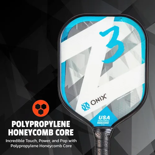 Miniatura 6 de Onix Graphite Z5 - Paleta de pickleball de fibra de carbono con forma de cuerpo ancho, núcleo de panal y cara de grafito ONIX Z3 Paddle — Azul