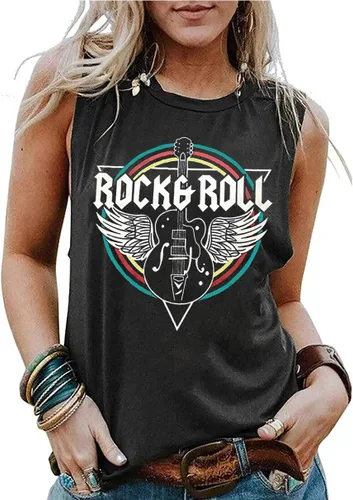 Miniatura 2 de Camiseta sin mangas de Rock & Roll para mujer, camisetas de música country vintage, camisetas de banda de concierto de rock, camisetas de verano sin