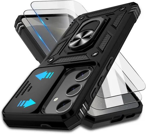 Miniatura 123 de ATUMP Funda para OnePlus Nord N200 5G con protector de pantalla HD con cubierta para cámara deslizante, soporte de anillo de rotación de 360°