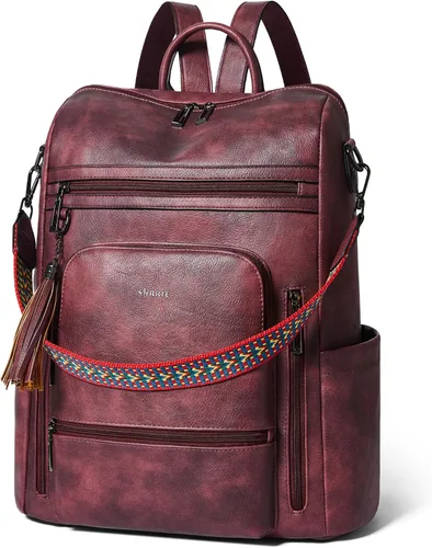 Miniatura 21 de Shrrie - Mochila vegana de cuero para laptop de 14 pulgadas para mujer, mochila de trabajo, mochila de moda, mochila de viaje, bolso para negocios