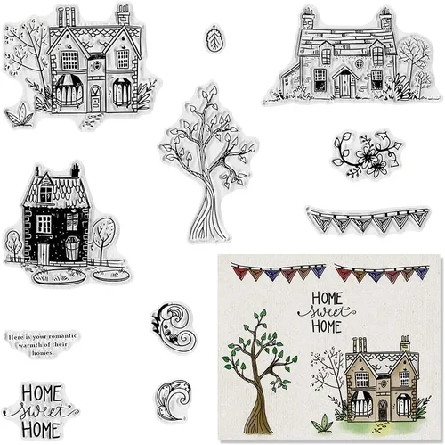 Sellos transparentes de hojas de árboles de otoño para hacer tarjetas y decoración de álbumes de fotos, sello de silicona de casa para el hogar,