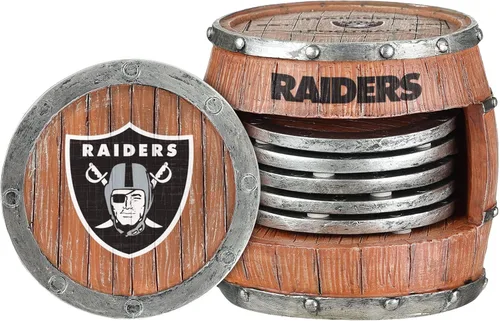 Miniatura 19 de FOCO NFL Team Logo 5-Pack Barrel Beverage Drink Coaster Set