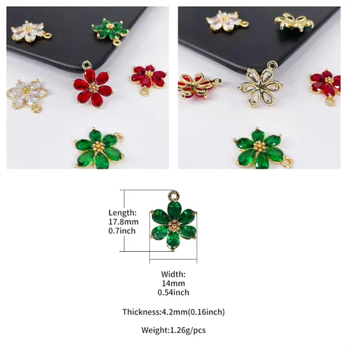 Miniatura 4 de Dijes de latón chapados en oro de circonita de cristal para hacer joyas, pulseras, collares, aretes, colgantes, suministros de manualidades